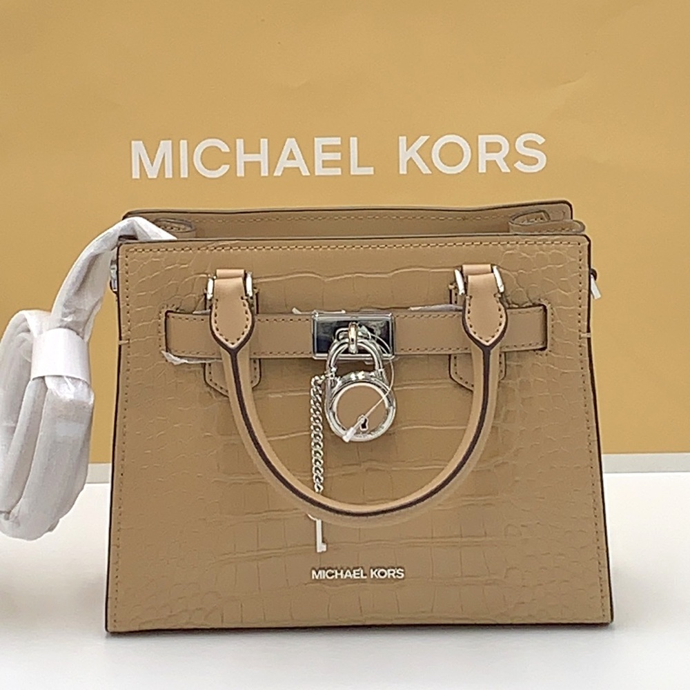 MICHAEL KORS
Hamilton Small Crocodile Embossed Faux
Leather Satchel
Color: Camel - Picture 5 of 16